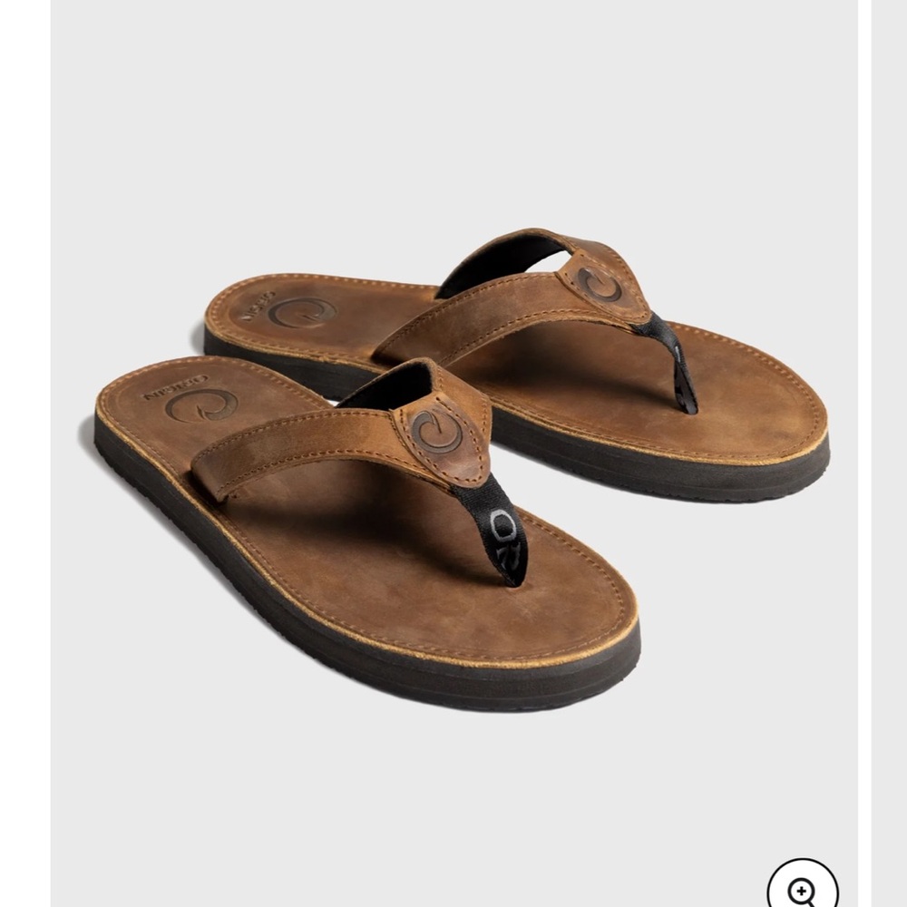 Origin Brown Leather Flip-Flop Sandals